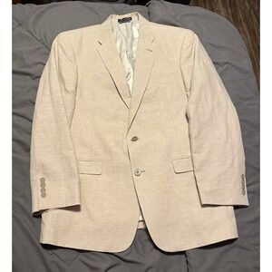 Tommy Hilfiger Men's 42R Tan Linen Cotton Sport Coat Blazer 2 Button Summer